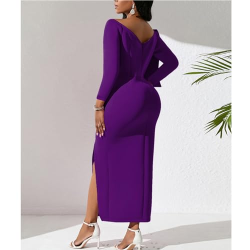 Women's Bateau Collar Hip Wrap Dress Fashion Elegant Dress Three-Dimensional Bow Decoration Dress3