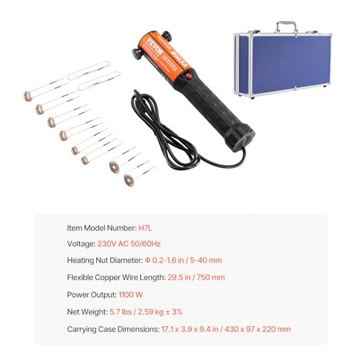 VEVOR magnetisches Induktionsheizgerät-Set, 1 kW Induktionsheizgerät, Bolzen-Induktionsheizgerät mit 10 Induktionsspulen, Induktionsheizer-Bolzenentferner zum Entfernen von Bolzen und Muttern