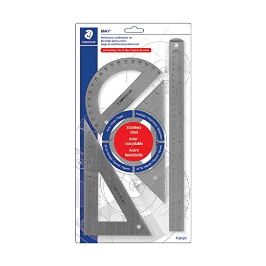 Staedtler Mars 4 pc Combination Math Set, Stainless Steel, 56632BK