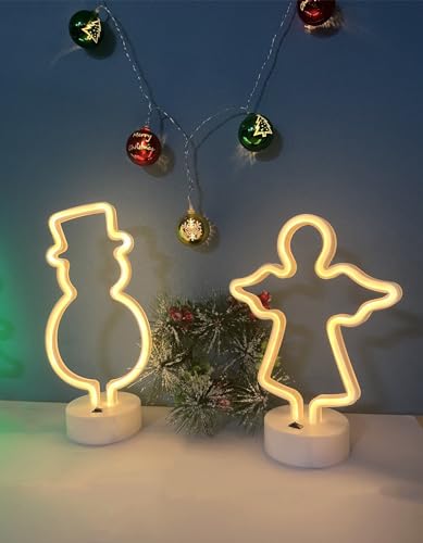 Image of Neon Sign,Snowman Led Neon Lights Signs Christmas Decor, Battery or USB Powered Light Up Acrylic Neon Sign for Christmas,Room Decor Night Light