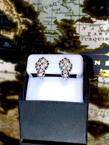 Mens Ladies 14K White Gold Over Silver Lab Diamond Nugget Earrings Screw Back Studs Iced Out aretes para hombre - Men's Earrings, Screw Back, Men's Jewelry, Hip hop Earring3