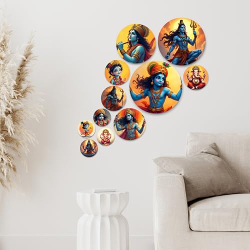 Image of RADIQORE Set of 11 Designer MDF Wooden Wall Hanging for Home Decoration | Office | Gift | Wall Decor Hanging Items | Wall Art | Living Room | Bedroom (Relegious)