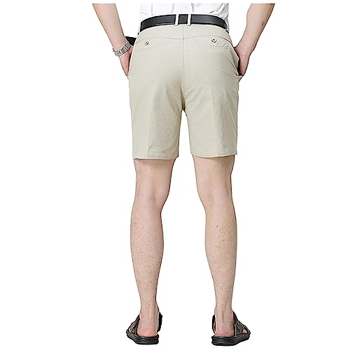 UNINUKOO Mens Shorts Casual Pleated Front 7 Inch Cotton Golf Classic Work Dress Shorts for Men4