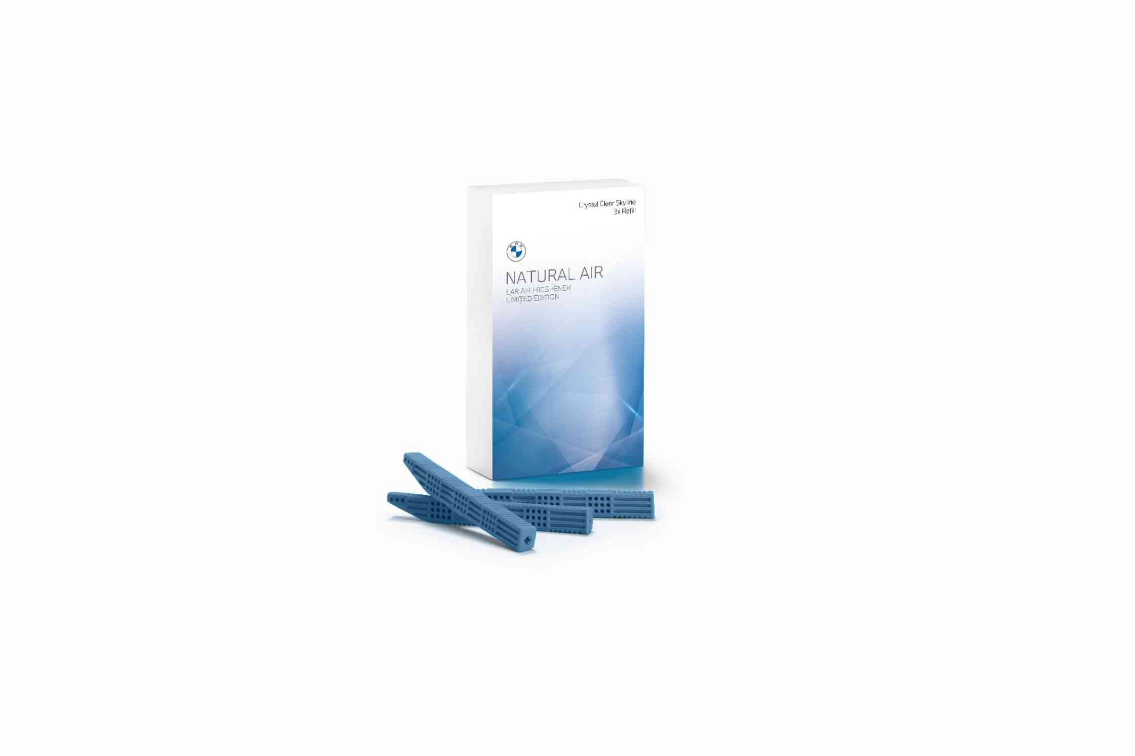 BMW Innenraumduft Set Natural Air Starter + Refill Clear Skyline+ Schlüsselanhänger Einkaufschip Geschenkset Fan Geschenkidee