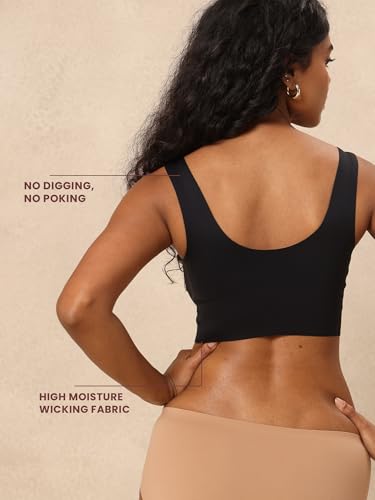 Image of Krvvy Ultrasoft Bralette | Wireless and Seamless Everyday Bra for Women | Full Coverage Slip-On Bralette with Removable Pads | Lightweight Comfort Fit