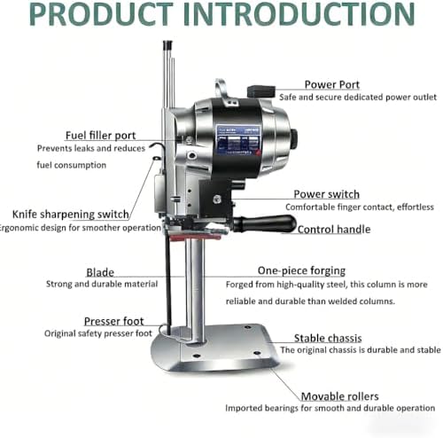 High-Speed 1100W Fabric Cutting Machine, 110V Industrial Straight Knife Cutter for Textile, Leather & Apparel - Professional 6in Cloth Cutter for Seamless Precision