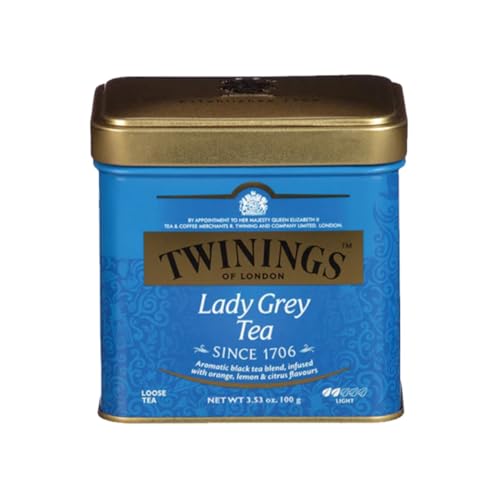Image of Twinings Lady Grey Loose Black Tea, 3.53 Ounce Tins (Pack of 6), Lemon & Orange Peel, Caffeinated, Enjoy Hot or Iced