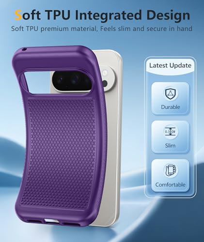 Image of FNTCASE for Google Pixel 10-Pro-XL Case: Pixel 9 Pro XL Shockproof Protective Lightweight Duty Cell Phone Cover Rugged with Non Slip Textured Back - Military Protection Bumper Tough, Purple