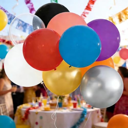 Image of 40 Pcs 36 Inch Giant Balloons Latex Large Assorted Colorful Rainbow Big Balloon Bulk 18 Kinds Color for Birthday Wedding Baby Shower Anniversaries Store Party Decorations