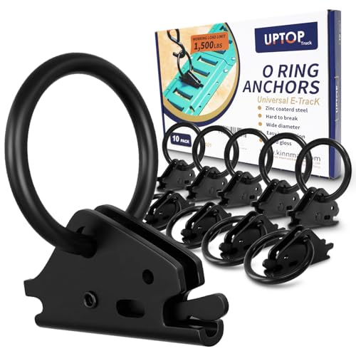 UPTOP Heavy-Duty Steel O-Ring 4500Lbs Break Strength - E Track Accessories Tie-Down Anchors for E-Track Tie-Down SystemSecure Motorcycles Cargo Loads Bikes in Trailers Pickups Vans Trucks 10PCS