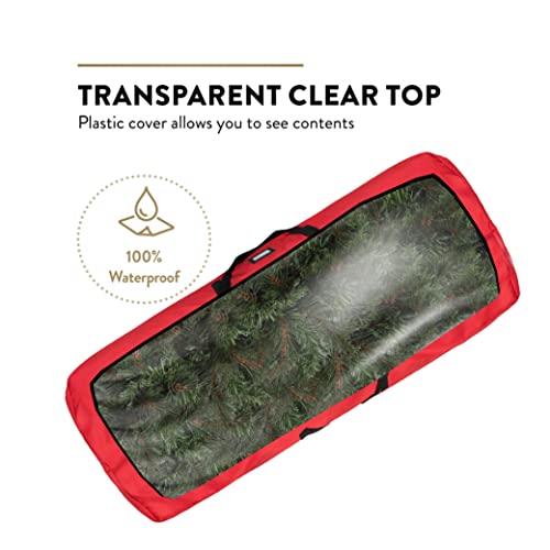 Zober Large Rolling Christmas Tree Storage Bag, Fits Up To 9Ft. Wide Open, Clear Top Artificial Tree Storage, Durable Handles & Wheels For Easy Carrying & Transport, Duffle Bag Made Of Tear Proof 600D Oxford #TOP2