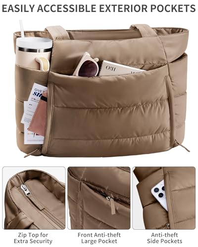 Bagstellar Puffer Tote with Tumbler Pockets