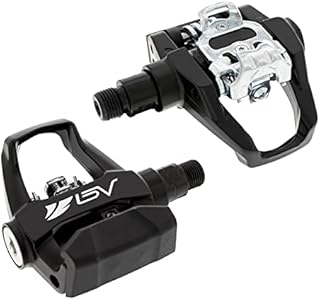 BV Bike 9/16'' Dual Pedals Compatible with Both Shimano SPD and Look Delta- MTB/Spin/Indoor/Exercise Bike Pedals Compatible with Peloton