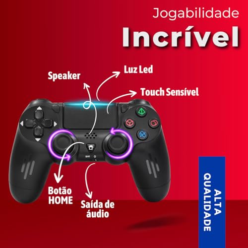 Controle Sem Fio Compatível Com PS4/Slim/Pro/PC - Controle Para PC e Smart TV, Compatível Samsung, L