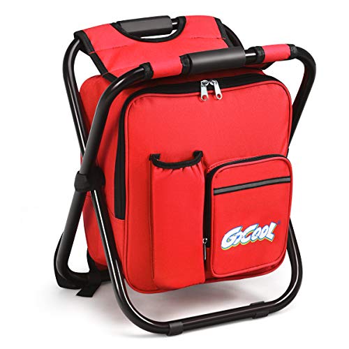 Goplus 3 in 1 Backpack Cooler Chair, Folding Camping Chair, Multifunction Collapsible Camping