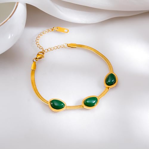 Image of Rubans Demi Fine Stainless Steel Bracelet Emerald CZ Gift for Women & Girls