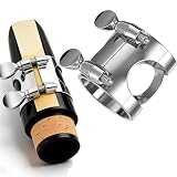 1PCS Clarinet Ligature B Flat Silver Brass Clarinet Ligature Clip Clamp Mouthpiece Fastener with Adjustable...
