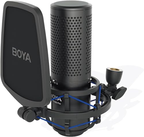 Microfone Condensador Boya By-m1000 Pro Xlr Gravação Estúdio Podcasts Musica Padrão Cardióide Omnidirecional e Bidirecional Diafragma Grande Ampla Compatibilidade