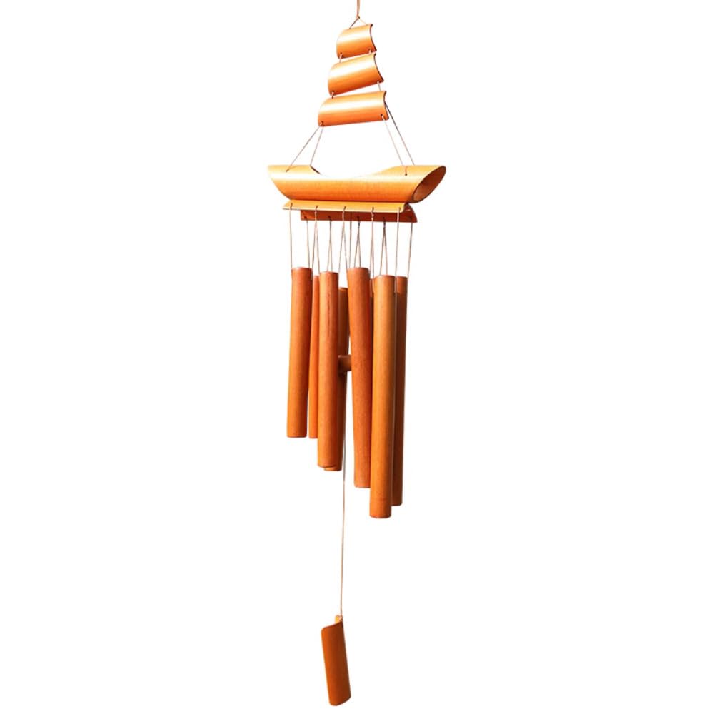 YUEKOPOU Bamboo Wind Chimes Retro Decorative Pendant Homestay Door Window Yellow 18 x 70 cm