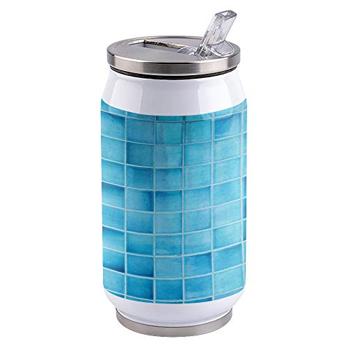 10oz Travel Tumbler with Splash Proof Lid and Straw Geometric Cube Pattern Double