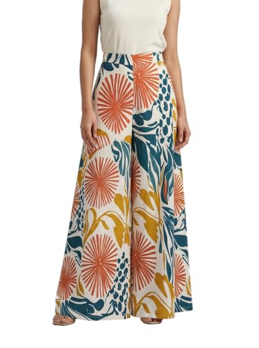 Image of HELLCAT Trousers for Woman | Palazzo Pants | Wide Leg Printed Palazzo | Women Casual Trouser | Korean Trousers