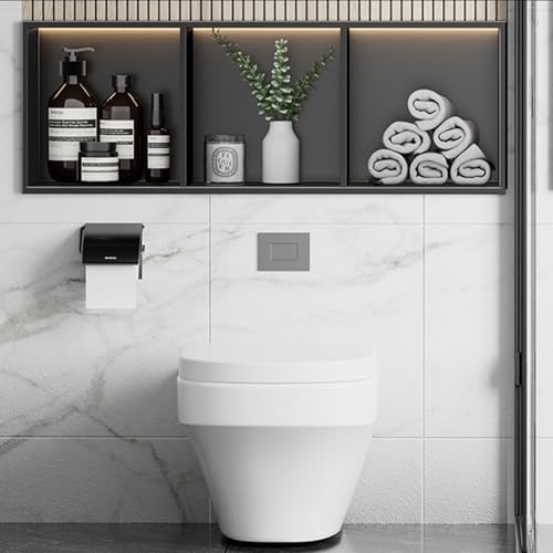 Black Stainless Steel Recessed Shower Caddy Shelf with Partition 70cm x 28cm x 12 5cm Stylish Storage Organizer