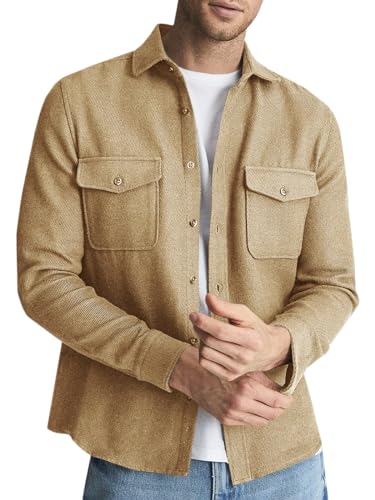 Runcati Herren Casual Hemdjacke Button Down Shirt Jacke Leichte...