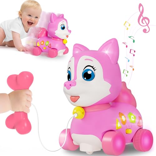 Musical Puppy Toy 6-12 Months,Baby Bilingual Toddler Learning for 1+ Year Old Girl Gift,Baby Crawling Toys,Infant Tummy Time Toy, 1st Birthday Gift Christmas for Newborn Girl Boy Age 1-2