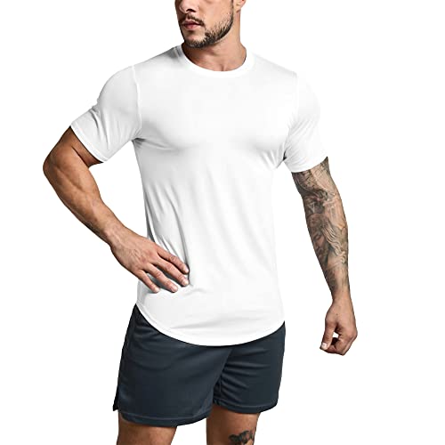 GYM REVOLUTION Men's 5 Pack Workout Gym Hipster Curved Hem Muscle Fitness Hip Hop T Shirts3