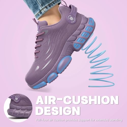 Image of Hogent Steel Toe Shoes for Men Women, Ultra Lightweight Premium Comfortable Work Sneakers, Puncture Proof Air Cushioned All‑Day Wear Safety Toe Shoes for Industrial Construction Warehouse Factory Work