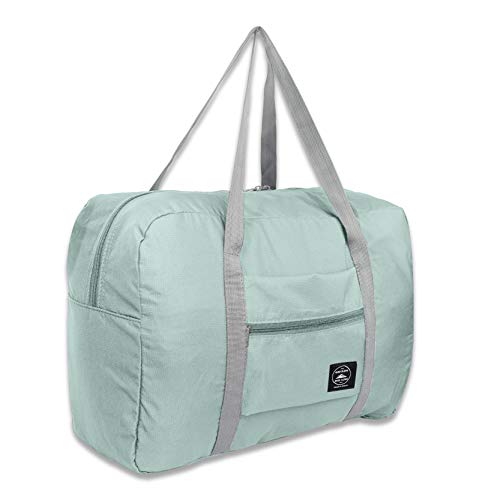 FUNFEL Foldable Travel Duffel Bag Tote Carry on Luggage Sports Water Resistant Nylon(II-Mint Green)