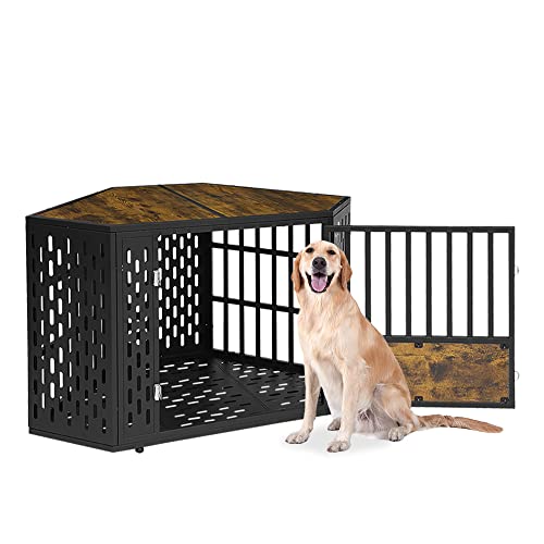 SMONTER Furniture Corner Dog Crate Wood Dog Crate Dog Kennel ...