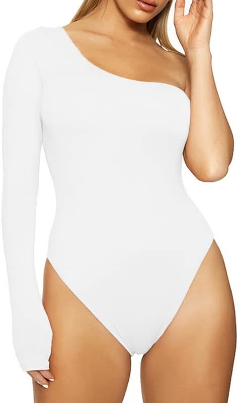 Size XL Women's Elegant One Shoulder Long Sleeves Bodysuits Sexy