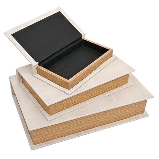 DECOR4SEASON Modern Faux Shagreen Leather Decorative Book Boxes Set of 3 - Wooden Book Shaped Hidden Storage Boxes for Home Decor, Coffee Table, Shelf Organizer, Secret Storage (13",10",8")