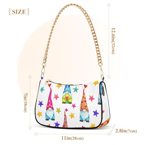 Gnomes Stars Cute Colorful Shoulder Bag for Women Evening Bags Purse Chain Strap Zipper Medium Purse3