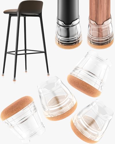 Paquete de 24 protectores de silicona para patas de silla para suelos de madera dura, almohadillas de fieltro para muebles, fundas de goma para patas de silla, reducción de ruido y a prueba de