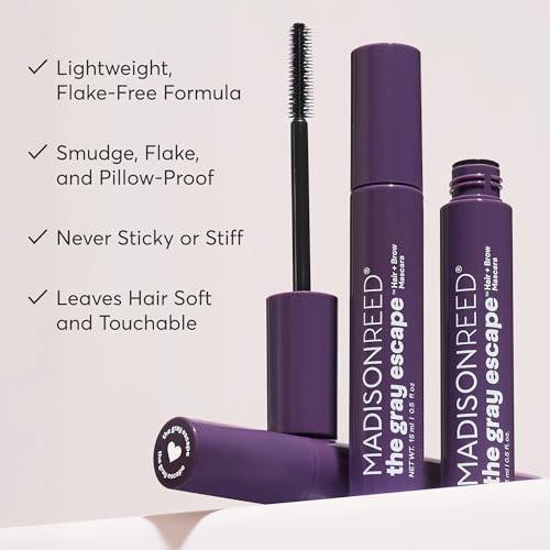 Image of Madison Reed The Gray Escape Hair & Brow Mascara - Quick-Dry, All-Day Gray Coverage for Roots & Brows, Smudge-Proof, Titanium Dioxide-Free, Argan Oil & Ginseng - Dark Brown - 15mL