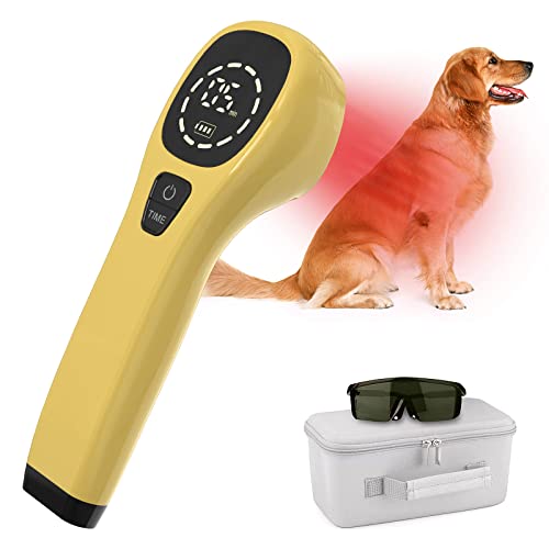 iKeener Dispositivo Terapia Mascotas/Veterinarios,Terapia Láser Aliviar Dolor Articulaciones Musculares,Portátil Terapia Luz Roja,Longitud Onda 650nm,808nm,para Perros,Gatos,Caballos Otros (Oro)