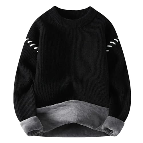Men Winter Fleece Knit Pullovers Loose O Neck Warm Sweater Casual Thick Knitted Streetwear