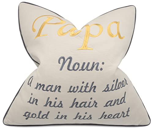 Yugtex Papa Definition Embroidered Square Accent Throw Pillow Cover - Gift For Grandpa, Dad, Fathers Day - 14X14, Natural #TOP14