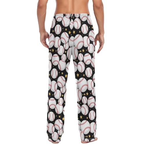 Baseball Softball Ball Pajama Pants Black Line Strip Lounge Sleepwear PJs Men's Pajama Bottoms Lightweight Sleep Pants XXL2