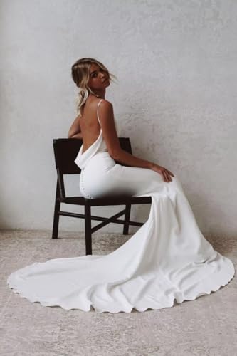 zcbang Mermaid Wedding Dresses for Bride 2025 Beach Satin Sleeveless Bridal Gown with Train2