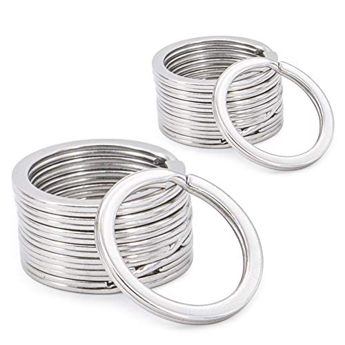Round Flat Key Chain Rings, Metal Split Ring for Home Car Keys Organization 20pcs,Silver