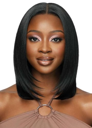 Perruque cheveux humains Yaki naturel 35.6 cm pour un style élégant et invisible au quotidien