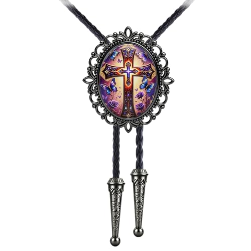 Image of Jeilwiy Bolo Tie for Men Western Cowboy Gothic Bolo Tie Necklace Halloween | Glow in Dark Bolo Tie for Men Women, 3D Halloween Bolo Tie, Gothic Western Ties, String Ties for Men Rodeo Leather Necktie