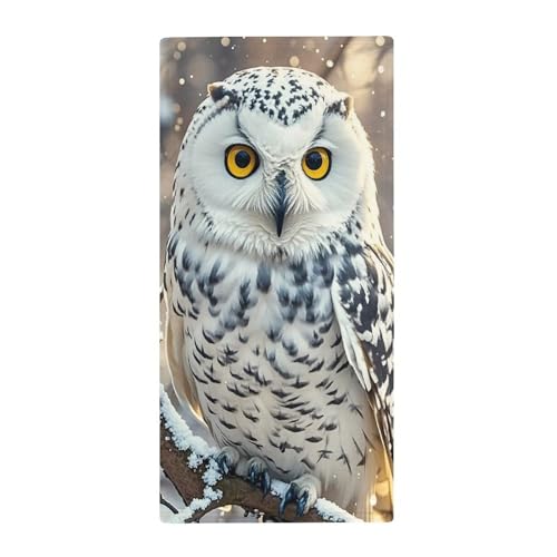FekiLoot Winter White Owl Towel Soft Comfortable Towels Lightweight Compact Coral Fleece Towel for A