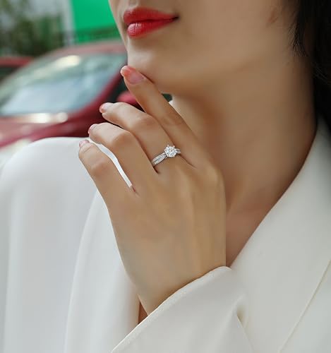 Bague en moissanite de couleur D et VVS1 sertie sur argent plaqué or blanc 18k