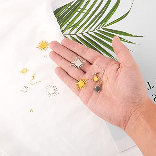 Yolev 70 Pieces Brass Links Pendants Connector Kit Gold Plated Sun Charms Crescent Sun Pendant Jewelry Charms with Earrings Hooks and Jump Rings for DIY Jewelry Making Findings