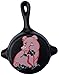 Amish Wares Black Iron Metal Skillet Wall Hanger Ashtray Miniture Decoration 4 7/8 X 6 1/4 X 7/8 Inch Bottom Painted with a Fat Pink Pig