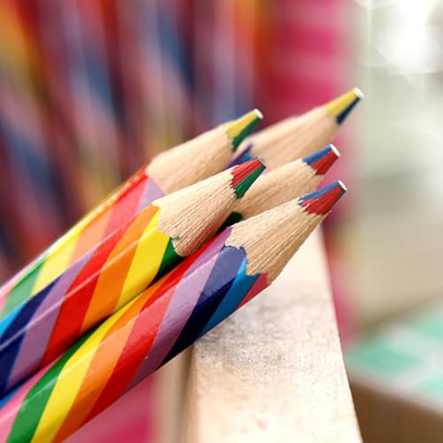 Lápices de madera de colores VALICLUD 12 pcs arcoíris miniatura 4